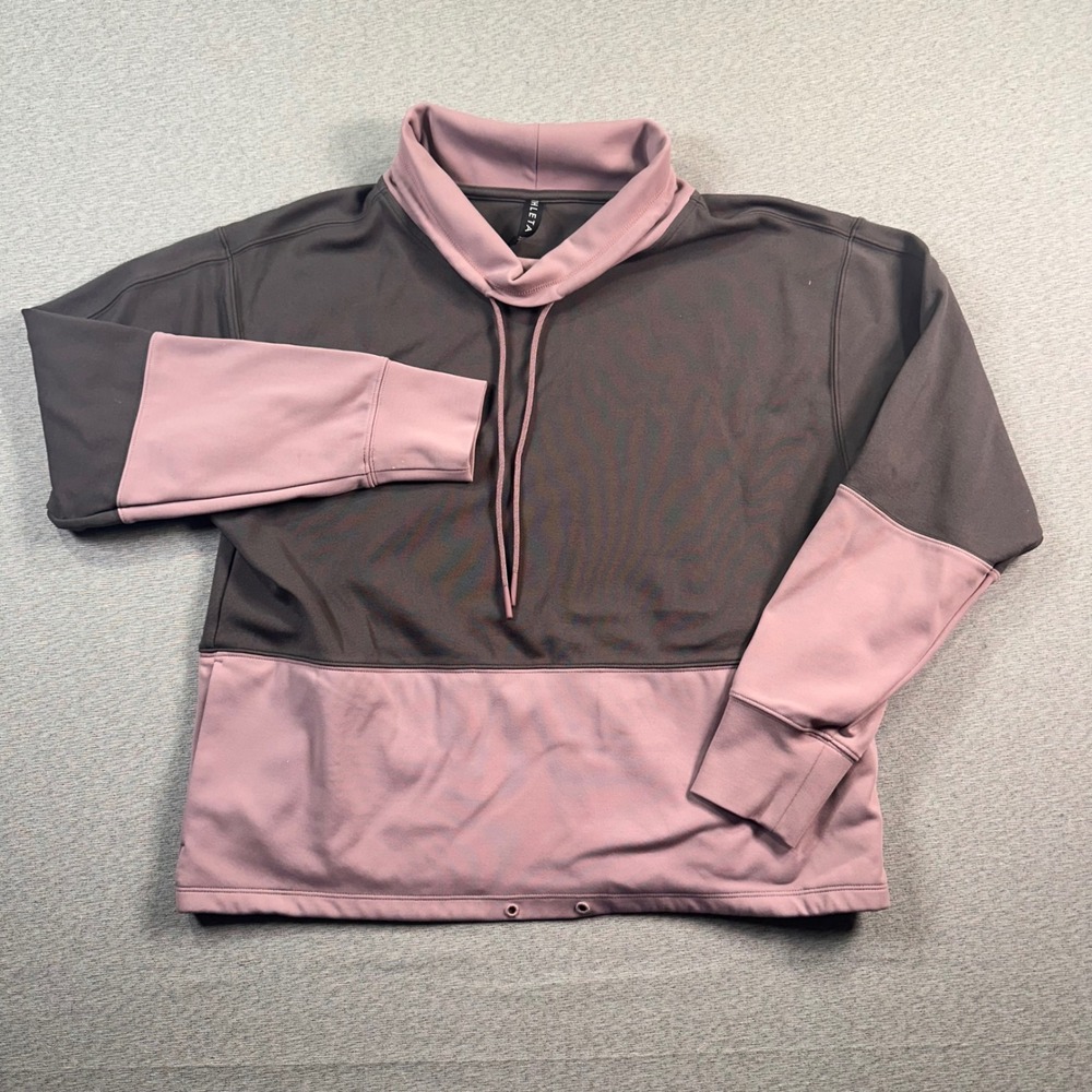 Athleta Hermosa Colorblock Cowl Neck Pullover Sweatshirt XXS Pink Drawsting‎